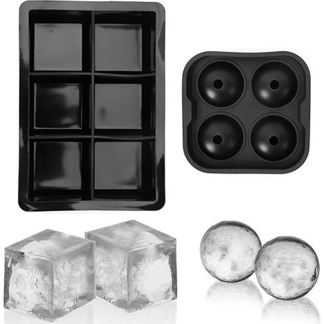 Eisform – Riesige Würfel und Kugeln – Für Whisky, Cocktails und andere Getränke – 2 Stück (1/5)
