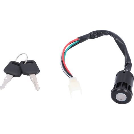 Interrupteur d'allumage à quatre fils avec deux clés, adapté aux motos tout-terrain, quads et scooters électriques de 50 cm³, 110 cm³, 125 cm³ et 250 cm³. (1/5)