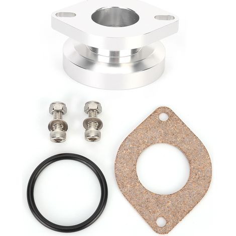 Kit universel adaptateur de bride alu massif pour BOV Greddy vers HKS SSQV, intercooler soudé, entraxe 60mm Ø trou 28.5 Ø int 55 ext 65mm, col. photo, 1 adaptateur 1 joint 2 boulons (1/5)