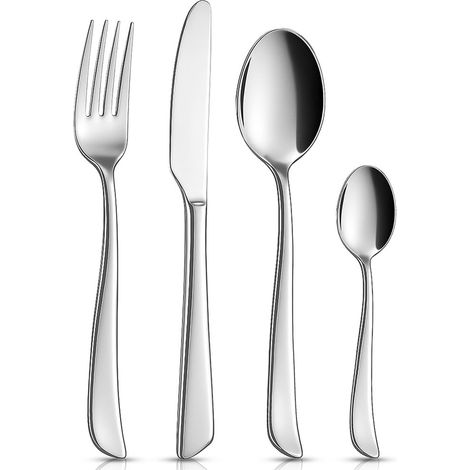 Juego de cubiertos de acero para 6 personas, cubiertos de cocina para la cena, 24 EL. (1/5)