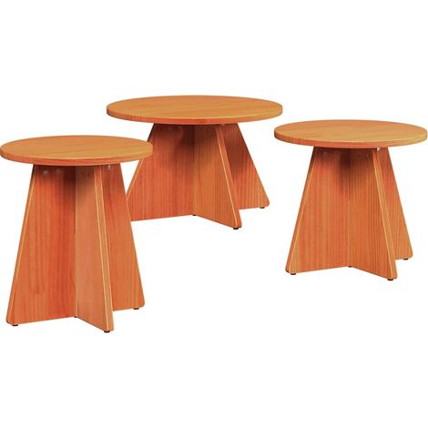 Maison Exclusive - Couchtisch 3 pcs Wachsbraun