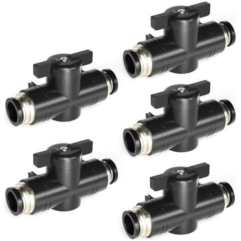 5 pièces vanne à bille, diamètre 4 mm, raccord rapide, plastique et cuivre, régulation débit air, système pneumatique (1/5)