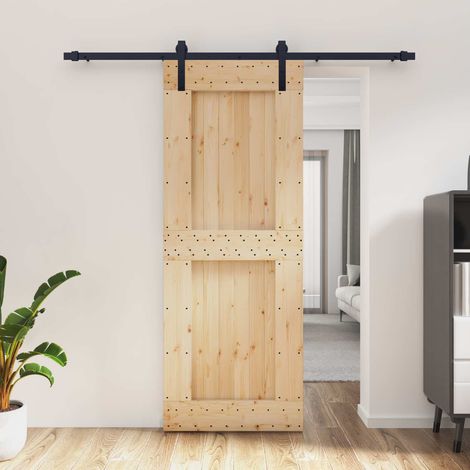 Teenpull – Schiebetür Natürlich und Schwarz 80 x 210 cm Massivkiefer (1/5)