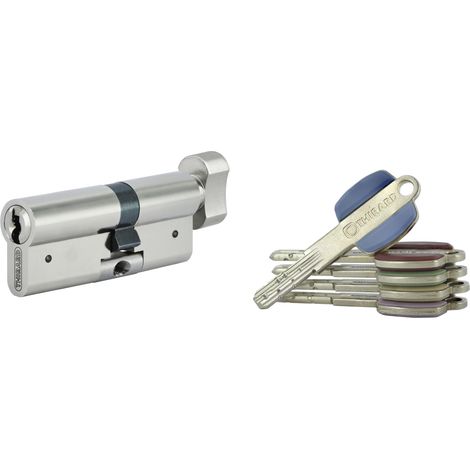 THIRARD - Cylindre à bouton Vario DX 33x43mm, anti-arrachement, nickelé, 5 clés - THIRARD