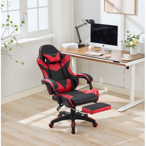 poltrona seduta gaming 360 gradi ergonomica nero rosso OKMYHOME (1/5)