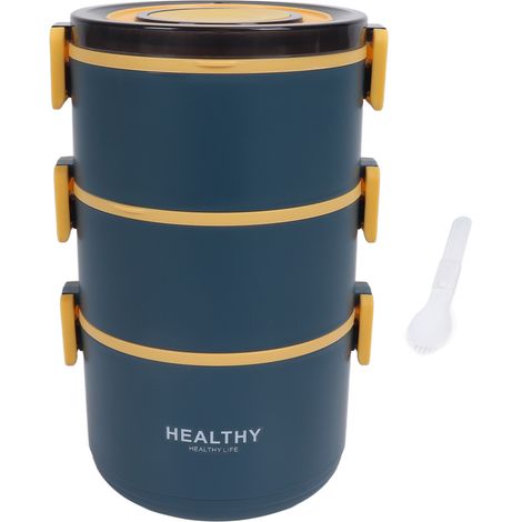 Runde Bento-Box 2200 ml mit herausnehmbaren Fächern, ideal für Büro, Picknick oder Studenten, tragbares blaues Design (1/5)