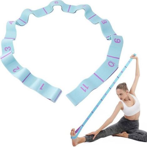 1 Sangle de yoga, 11 anneaux, bande élastique, ceinture d'exercice, pour Pilates et étirements (1/4)
