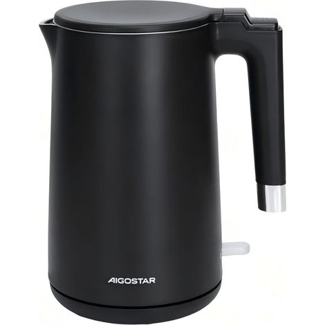 Bouilloire électrique 1,5 L 2200 W, ébullition rapide, intérieur en acier inoxydable, arrêt automatique et protection contre la surchauffe.