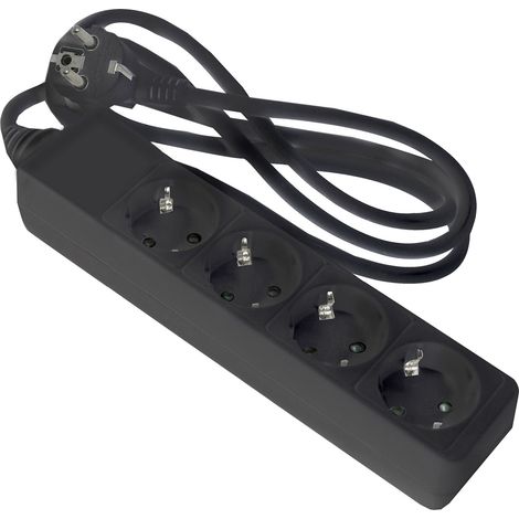 Regleta de enchufe negra onlex t/t cable 1,5 mts 4 tomas (1/2)
