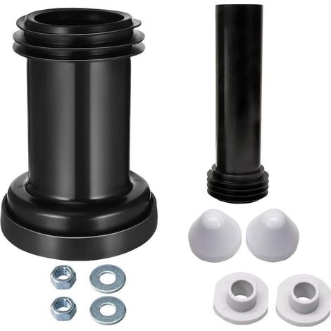 Kit de raccordement WC mural pour WC suspendu Modèle 152.426.46.1, PVC robuste avec double joint contre les fuites, diamètre étendu empêche les colmatages, noir (1/5)