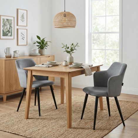 Meubles Cosy AKANJINEW Lot de 2 chaises de salle à manger scandinaves tissu gris pieds métal noir