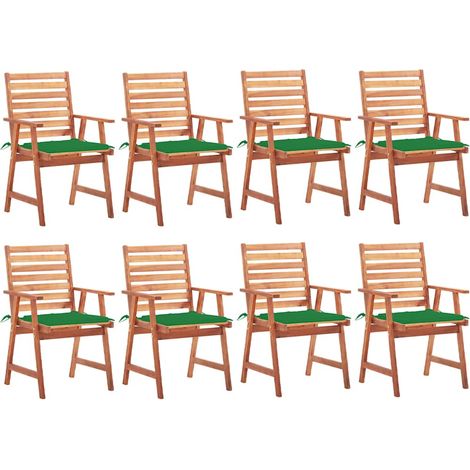Lot de 8 Chaises de salle à manger de jardin - Chaises à dîner de jardin avec coussins Acacia massif BV504905 - BonneVie (1/5)