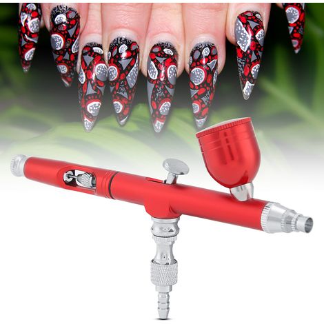 Pistolet aérographe double action gravité 0,3mm kit peinture art tatouage ongles outil rouge (1/5)