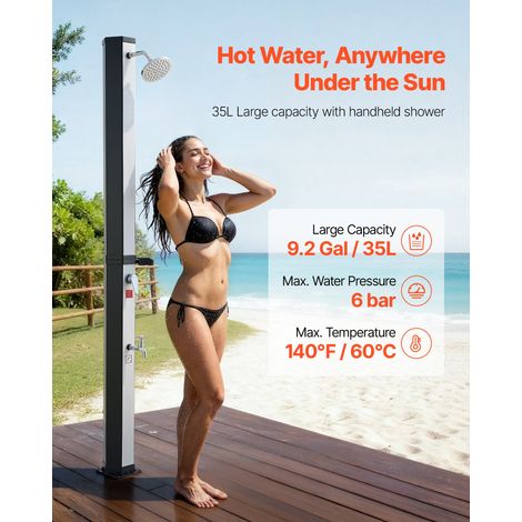 Douche Solaire 35 L Douche Extérieur Solaire Autoportante pour Jardin Piscine Plage, Hauteur Pommeau 1,95 m, avec Robinet Lavage de… (1/5)