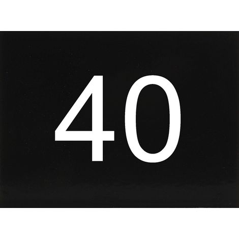 Nummernschild selbstklebend, 40 x 30 mm, Type 40, Kunststoff schwarz glänzend