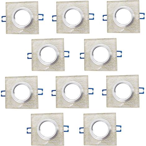 10 Porta Faretto Da Incasso Supporto Quadrato Portafaretti Vetro Color Oro P16 (1/4)