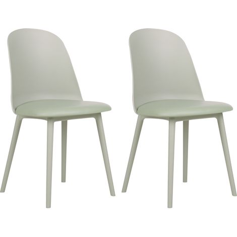 Lote de 2 sillas de comedor minimalistas acolchadas sintético en color verde claro Fomby (1/5)