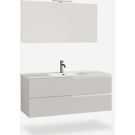Mobile bagno sospeso con specchio e lavabo 120cm Venere - Bianco