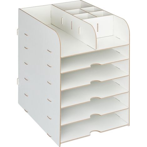 Organizer da scrivania moderno con 12 scomparti 34,5 x 25 x 32 cm per maggiore ordine e chiarezza in MDF bianco 130012212