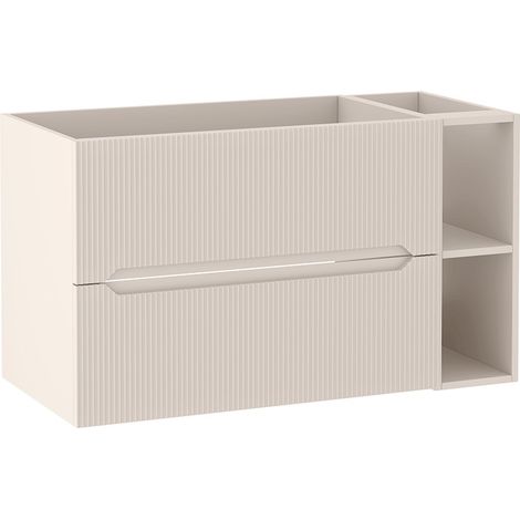 Meuble sous vasque suspendu avec étagère L.100 cm cachemire mat façade rainurée NOVO Furnidea (1/5)