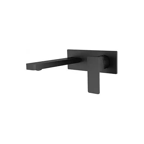 Mitigeur de lavabo en cuivre massif, robinet encastré noir, eau chaude et froide, finition mat, pour salle de bain moderne. (1/5)
