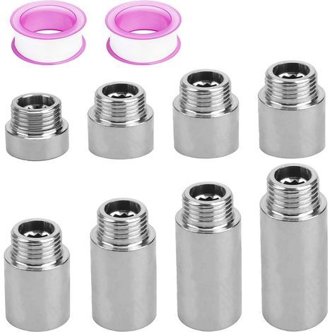 Set mit 8 Edelstahl-Armaturenverlängerungen G1/2, 10 bis 60 mm, für Küche und Bad (1/5)