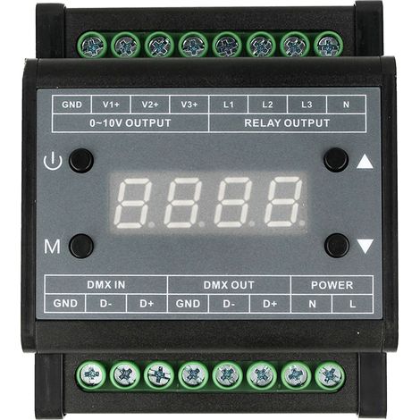 Centralina DMX Led Dimmer Con Segnale 0-10V Convertitore Segnale da DMX512 a 0-10V Attacco Guida DIN (1/3)