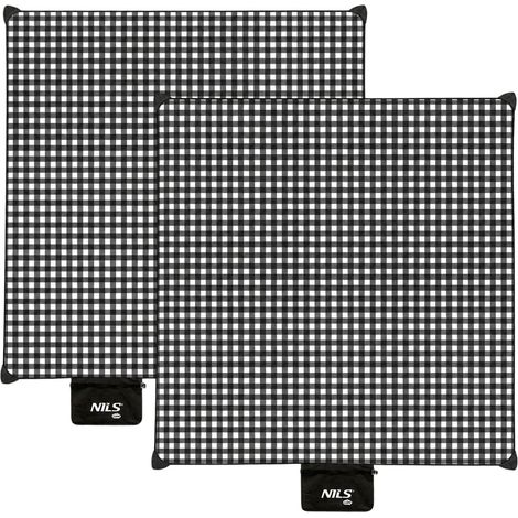 Alfombra de picnic, blanco y negro, 300x200 cm, PE + ALU, paquete de 2 (1/5)