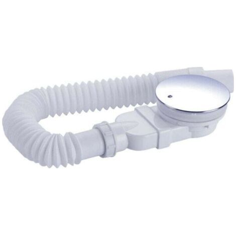 Bonde de douche 90 mm, extra plat, trou de vidange pour bac de douche, siphon avec système anti-odeurs, tamis à cheveux, tuyau flexible, couvercle chromé,blanc, une pièce,dolaso (1/4)