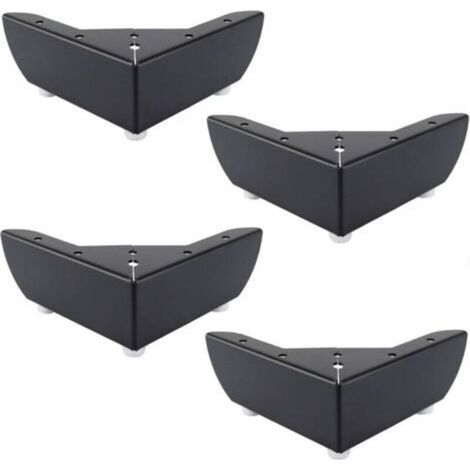 Lot de 4 Pieds DIY de Meubles de Cuisine 50mm Jambes pour Table Basse Armoires Lit Canapé Forte Pied de Chaise Bureau en Métal Noir Silencieuse Antidérapante-Crezuo (1/4)