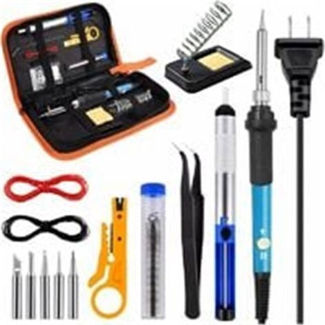 Fer à souder professionnel 60 W – Température réglable 200-450 °C – 5 pointes + pompe à dessouder + fil (1/4)