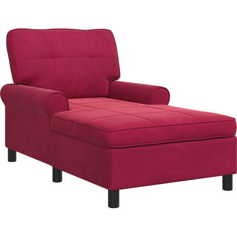 Chaise Lounge with Cushion Wine Red 91 x 157 x 91 cm Velvet vidaXL