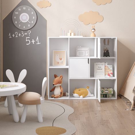 WOLTU Bücherregal, Bücherschrank mit 8 Fächern, Aufbewahrungsregal mit 3 Türen, Aktenregal, Standregal für Wohnzimmer Büro Schlafzimmer, 106x96x30 cm, Weiß (1/5)