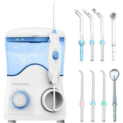 1 Irrigateur Oral, 8 Buses Multifonctions, Réservoir 600ml, 10 Niveaux Pression, Usage Familial (1/5)