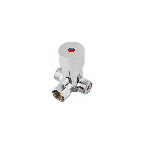 1 mitigeur thermostatique G1/2, pour eau chaude et froide, avec clapets anti-retour, sortie double, salle de bain et cabine de douche (1/5)