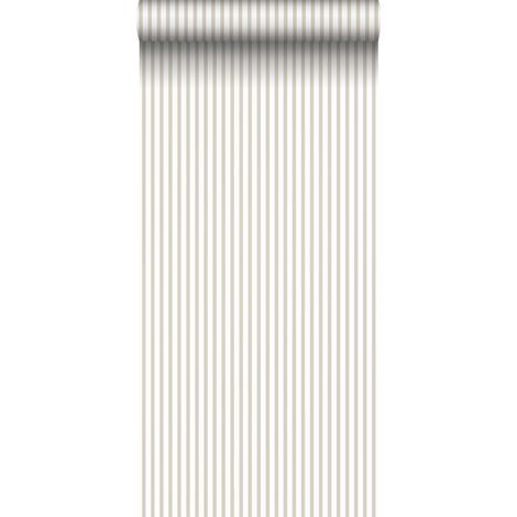 Papier peint à rayures beige et blanc – 53cm x 10m – Écologique certifié FSC® – Ultra facile à poser – Pour chambre et salon (1/5)