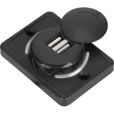 Double USB chargeur encastrable 3.1A 12-24V noir pour voiture bateau camping-car avec LED blanche YC-A74 (1/5)