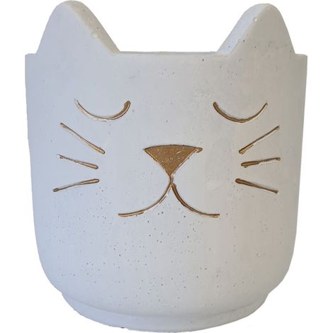 Cache Pot de Fleurs Chat Blanc (1/7)
