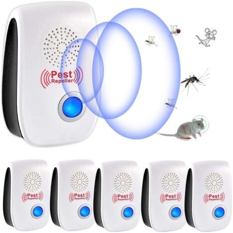 Ultrason Anti Moustique, 6 Pack Ultrason Souris et Rats & Insectes Répulsif Électronique, Répulsif Ultrason Anti-Rongeurs Insectes Anti Insectes, Moustiques, Fourmis, Rats, Araignées (1/5)