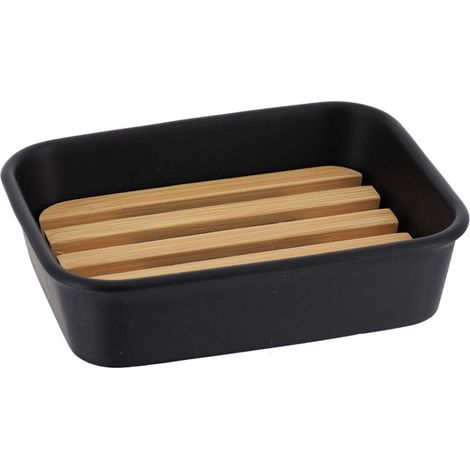 Portasapone in poliresina di bambù - nero - Tendance