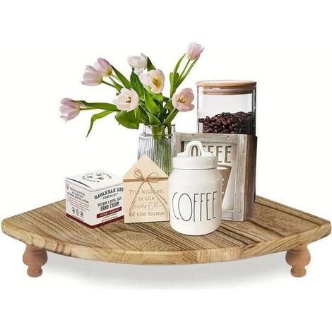 Étagère d'angle en bois massif, support à plateau décoratif (1/3)