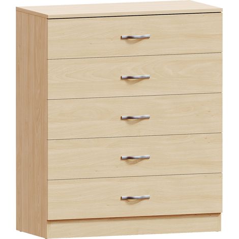 Riano 5 Drawer Chest of Drawers Bedroom Storage Furniture, Pine