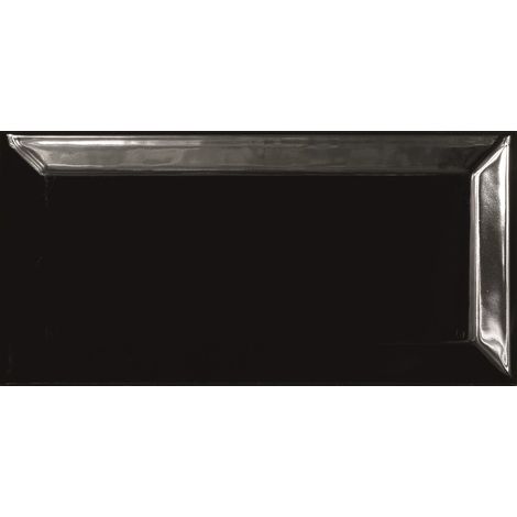 Carrelage mural uni noir mat 7,5x15 cm – Effet carreaux métro – Relief biseauté pour jeux d'ombres – Élégance moderne (1/2)