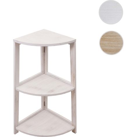 Étagère d'angle HWC-K44 - Étagère sur pied Étagère de salon - 3 étagères - 80x37x37cm MDF en paulownia certifié MVG - brun natur (1/5)