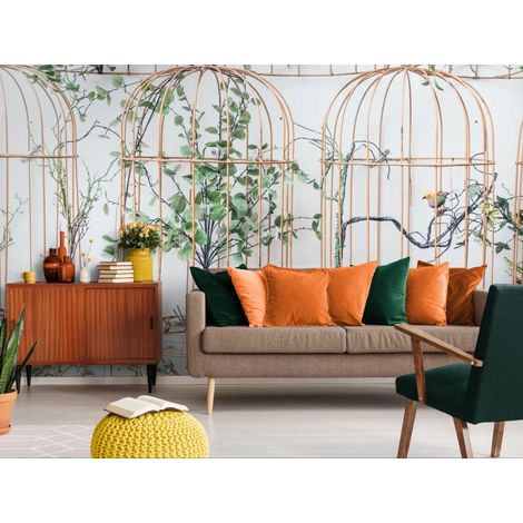 Papier peint décoratif – Cages végétales poétiques - 500 x 270 cm (1/2)