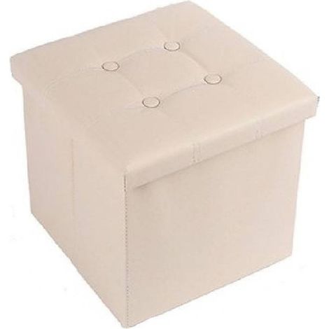 Pouff Puff Pouf Content Imbottito Portaoggetti Seduate Beige 30x30x30cm 79428 (1/2)