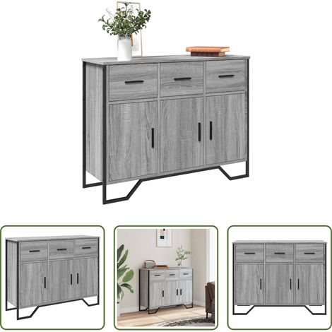 vidaXL Metallbeine - Sideboard Grau Sonoma 97x32,5x74,5 cm Holzwerkstoff (1/5)