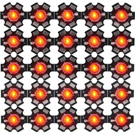 LED 3W haute puissance, diodes émettrices rouges pour luminaires DIY (1/5)