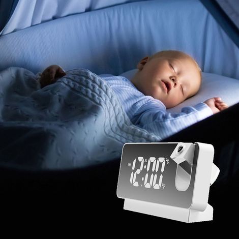 Multifunktionaler Wecker mit Temperaturanzeige, kreativer LED-Spiegeluhr, Stromausfallspeicher, elektronischer Digitaluhr, großem Display, weiß. (1/5)