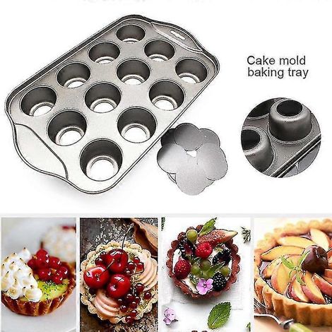 12 Mini-Kuchenform, Käsekuchenförmchen, antihaftbeschichtete Muffin- und Cupcake-Backform (1/3)